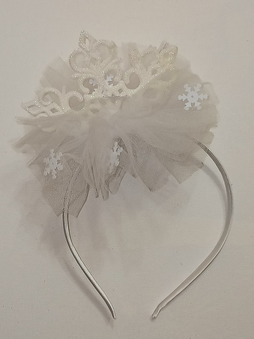 Новогодний обруч снежинка белая с фатином новогодний one size ручная работа белый Киев - изображение 4