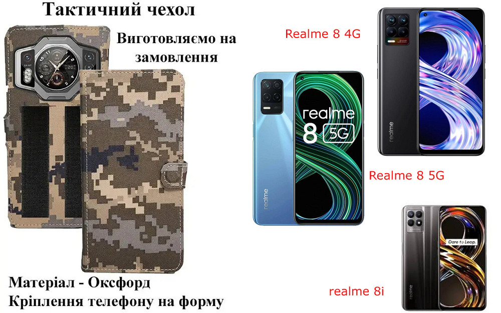Тактический чехол для OPPO A80 5G, OPPO A91, крепится к снаряжению на липучке Киев - изображение 1