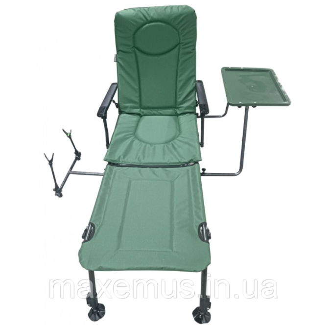 Карповое раскладное кресло-лежак для рыбалки со столиком и подставкой Bonro B-23 Зеленое (до 120 кг) Мостиська - фото 4