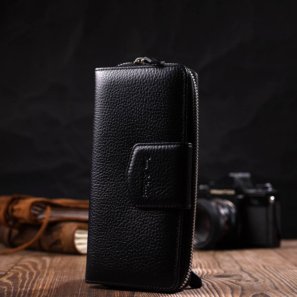 Кожаный женский кошелек с блоком для карт и документов Tony Bellucci 21955 Черный Киев - изображение 7