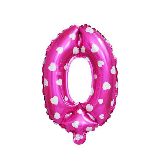 Шарик цифра 0 фольгированная с сердечками 32 дюйма розовый Киев