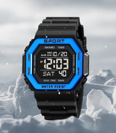 Чоловічий спортивний годинник Skmei 1988 (Чорний з синім) Вінниця