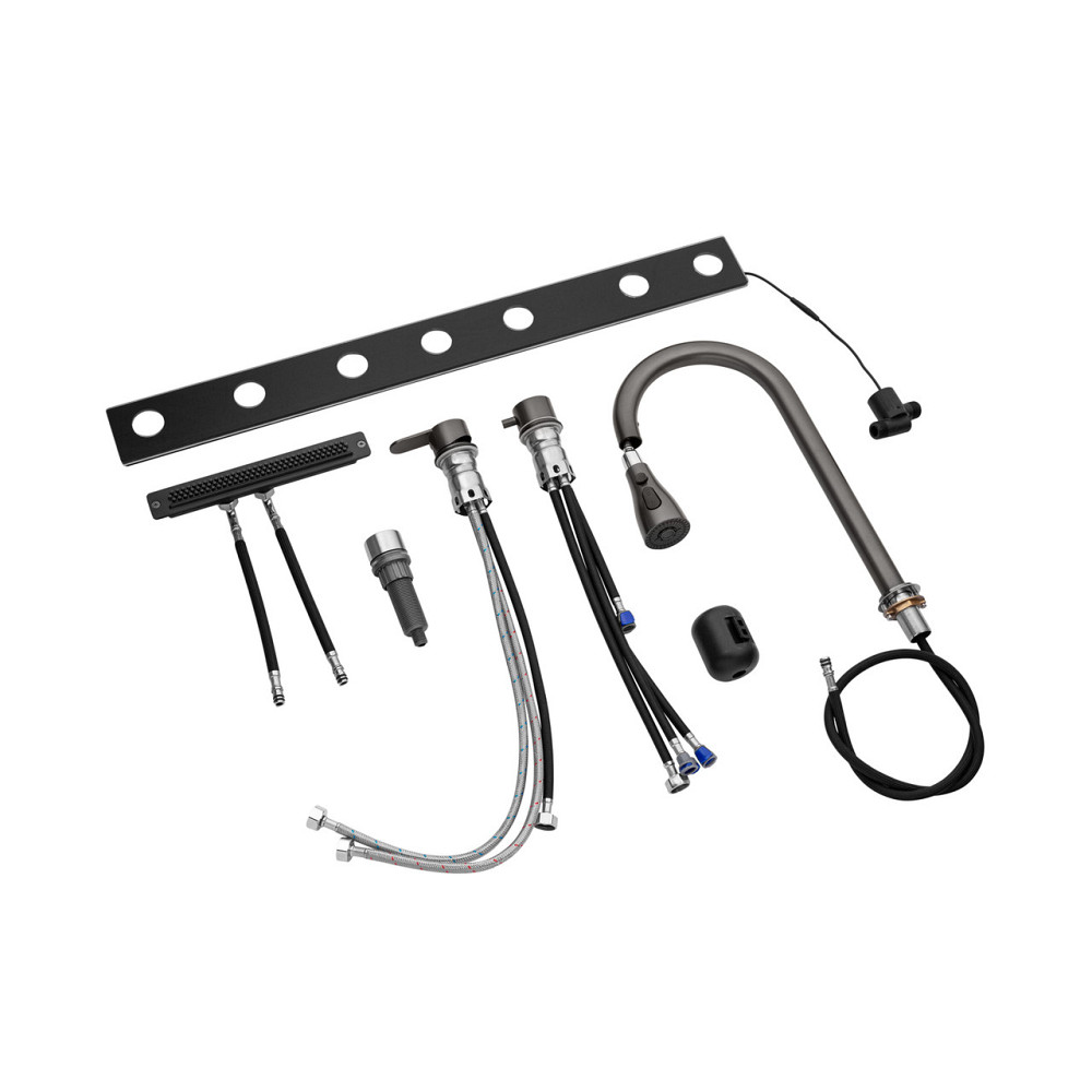 Кухонная мойка Kroner KRP Schwarze - SET7545F4HM PVD (3.0/0.8 мм) в комплекте со смесителем, дозатором, краном, графит Киев - изображение 10