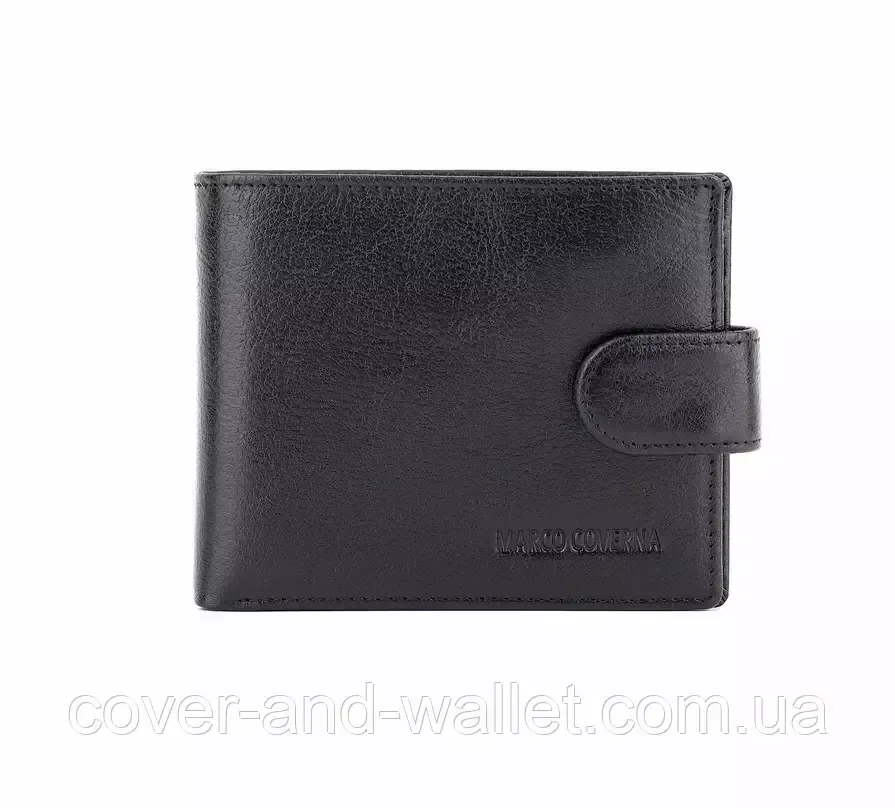 Чорний чоловічий шкіряний гаманець з вираженою фактурою Marco Coverna MC 010-802 Київ - фото 2
