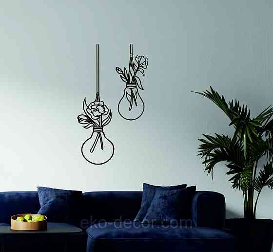 Декоративне настінне Панно «Лампочки», Декор на стіну 70*41 см, Чорний Київ