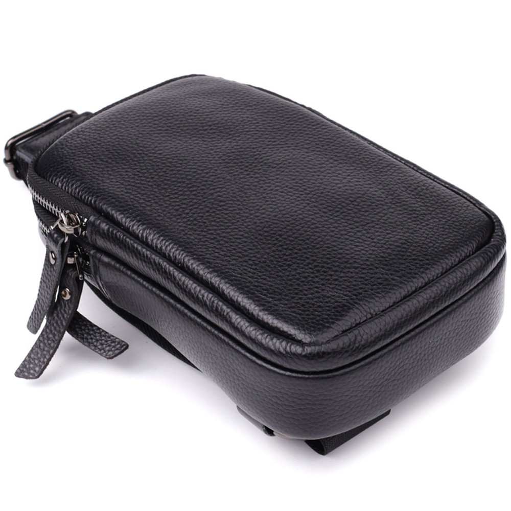 Сумка-слінг для чоловіків з натуральної шкіри Vintage 22955 Чорний Київ - фото 5