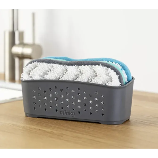 Minky M-Cloth Storage Basket Set набір антибактеріальних падів у білому кошику Львів - фото 2