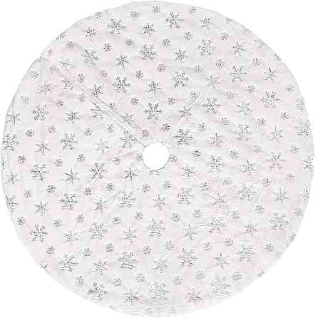 Коврик под елку со снежинками из пайеток 122 см белый Киев