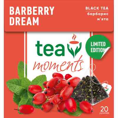Чай Tea Moments Barberry Dream чорний з барбарисом та м'ятою 20х1.8 г пірамідки (tm.03644) Вінниця
