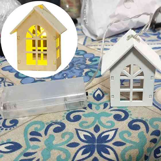 Гірлянда Будиночок 1 штука 6 на 4 см жовто-білий Київ