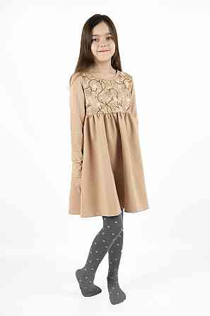 Платье для девочки, голубое, кофейное, пепельно-розовое (двухнитка) топ 116 Киев