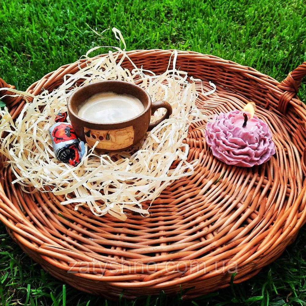 Поднос плетеный из лозы, круглый с ручками Киев - изображение 1