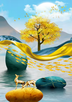 Алмазна картина Золота антилопа Strateg розміром 30х40 см кр (JSDF82153) без підрамника, шт Київ - фото 1