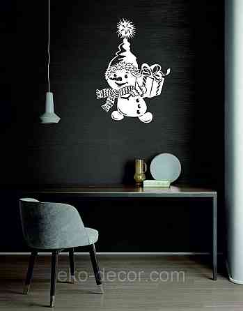 Декоративное настенное Панно «Снеговик», Декор на стену 50*35 см, Белый Киев
