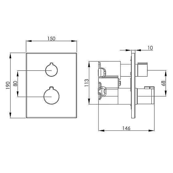 Смеситель термостат скрытого монтажа на 3 потребителя Imprese VIOLIK черный/матовый Киев