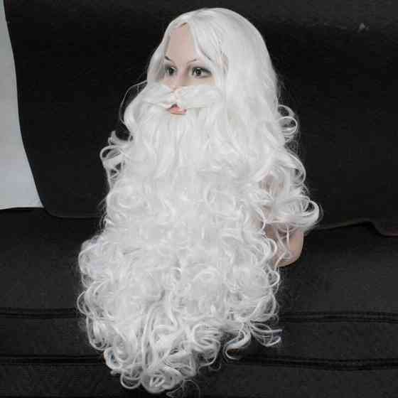 Борода 60 см, 300г+перука 160г Св.Миколая/Санти/Мороза/старця/чаклуна, №50 АКОРДОВИЙ Київ
