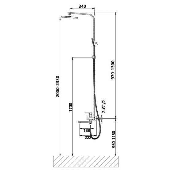 Душова система з поворотним виливом Lidz Wawel 1030 на три споживачі хром Київ