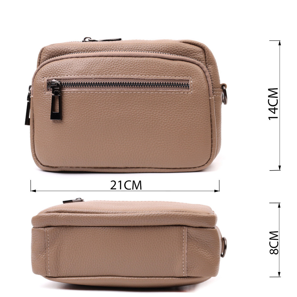 Практичная женская сумка с накладным карманом из натуральной кожи Vintage 22638 Бежевая Киев - изображение 3