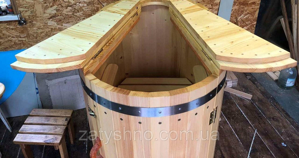 Фітобочка 1 метр у діаметрі дерев'яна з сидінням із смереки Київ - фото 4