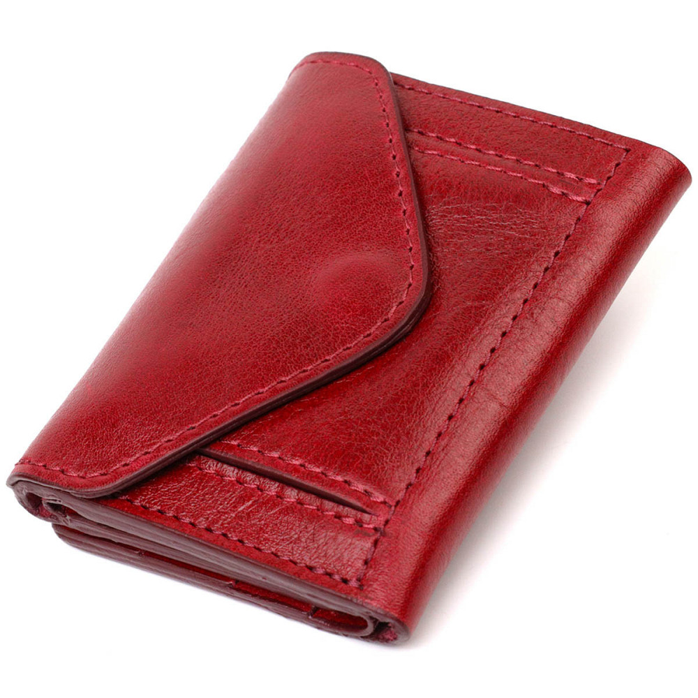 Компактное женское портмоне в три сложения GRANDE PELLE 16788 Бордовый Киев - изображение 2