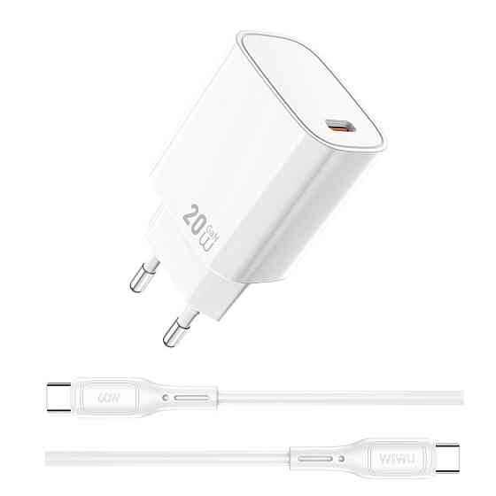 Сетевое зарядное устройство с кабелем WIWU 20W Essen GaN Fast Charger+ Cable Combo Wi-G007 C-C EU White Одесса