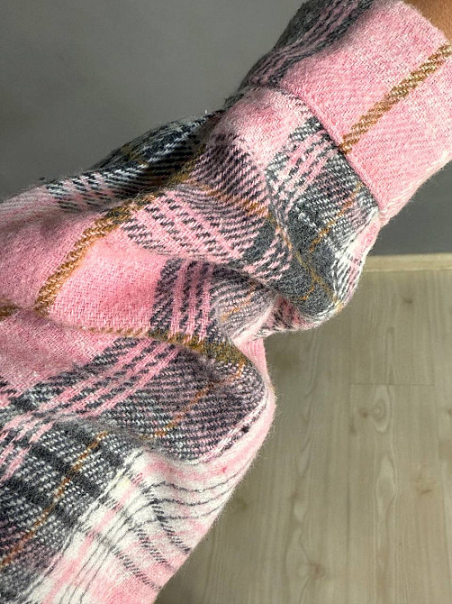 Рубашка женская YZY 223 клетчатая оверсайз теплая байка, розовый, one size Киев - изображение 15