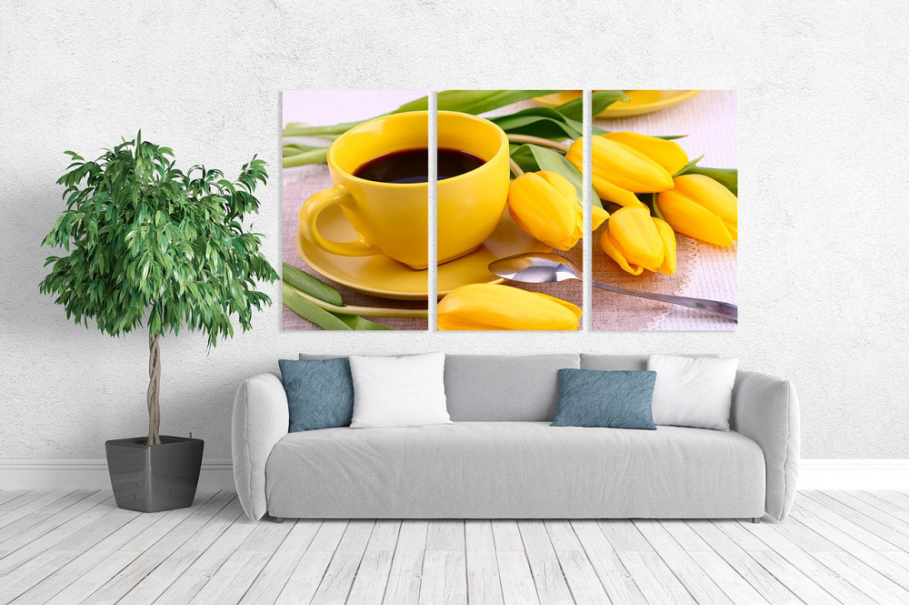Модульная картина в гостиную / спальню  Жовті тюльпани    ART-242_3A 100х150 см Киев - изображение 2