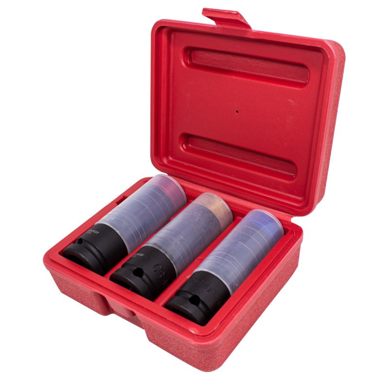 Набір головок ударних глибоких тонкостінних в захисному кожусі 3пр.1/2" 6-гранна(17,19,21мм) Одеса - фото 3