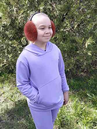 Наушники меховые детские из кролика Темный Персиковый Харьков