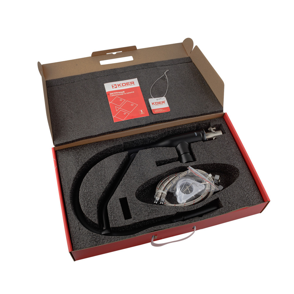 Кухонний змішувач Koer KI-70026-05 з чорним силіконовим виливом KR5210 Харків - фото 5