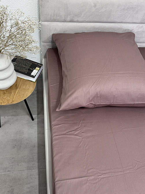 Ecotton Комплект постільної білизни Ecotton Євро 210х220 см однотонний коричневий Stucco Коломия - фото 4