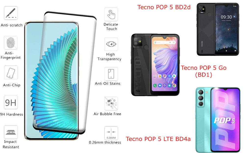 Захисне скло HyperGlass Pro для Tecno POP 5 BD2d, POP 5 Go (BD1), POP 5 LTE BD4a – максимальна чутливість та захист Київ - фото 2