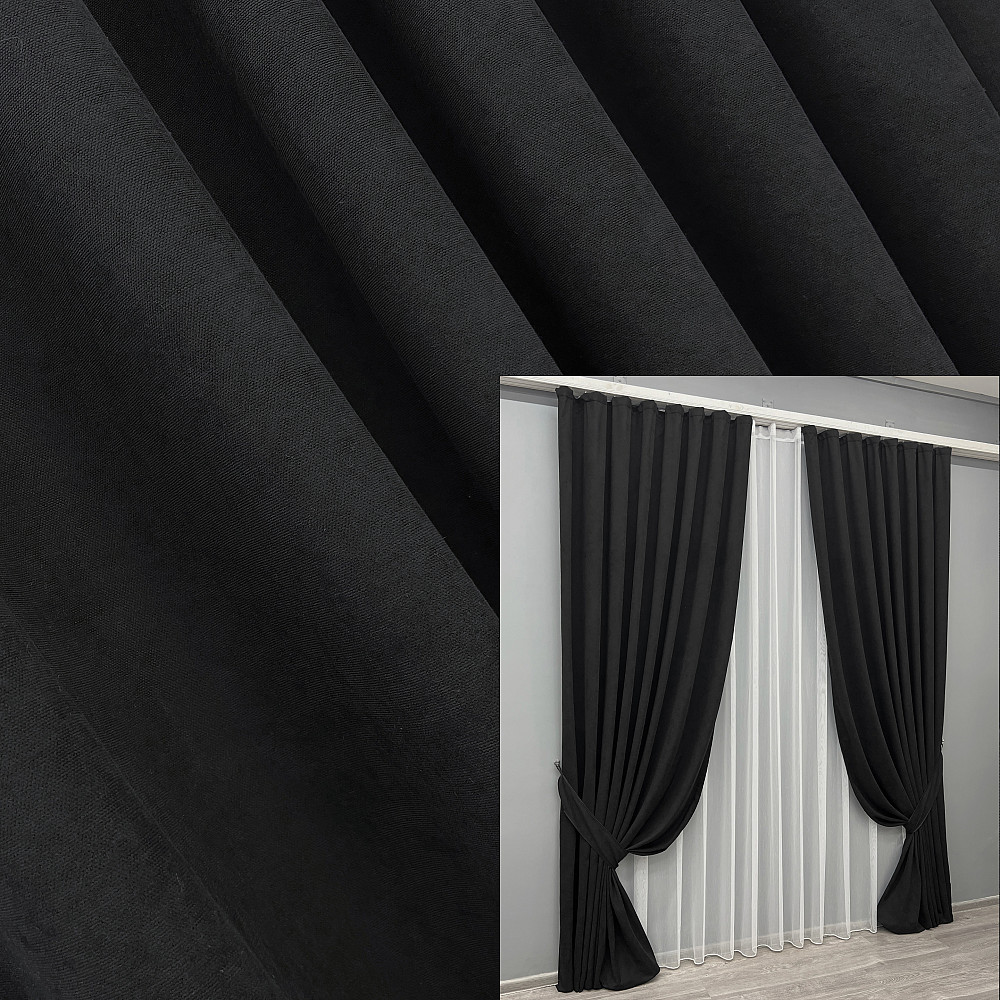 Шторная ткань микровелюр Petek YL цвет черный 2017ш Киев - изображение 7