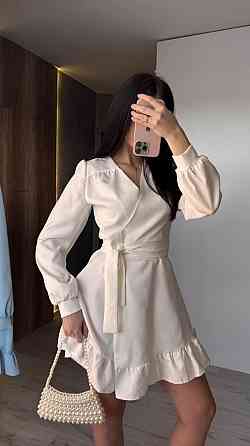 Женское романтическое платье на запах костюмка. Молочный Одесса