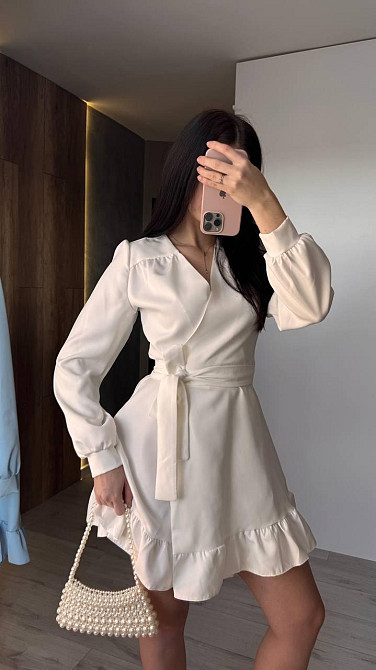 Женское романтическое платье на запах костюмка. Молочный Одесса - изображение 6