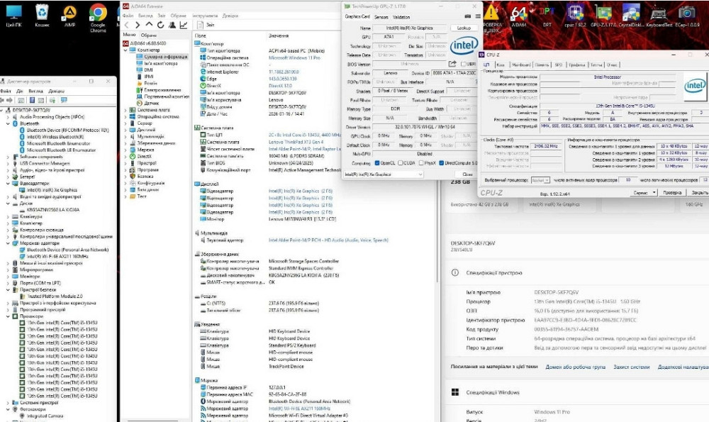 LENOVO ThinkPad X13 Gen 4 WUXGA IPS i5-1345U 16GB ddr5 256 АКБ93% Wn11 Харків - фото 2