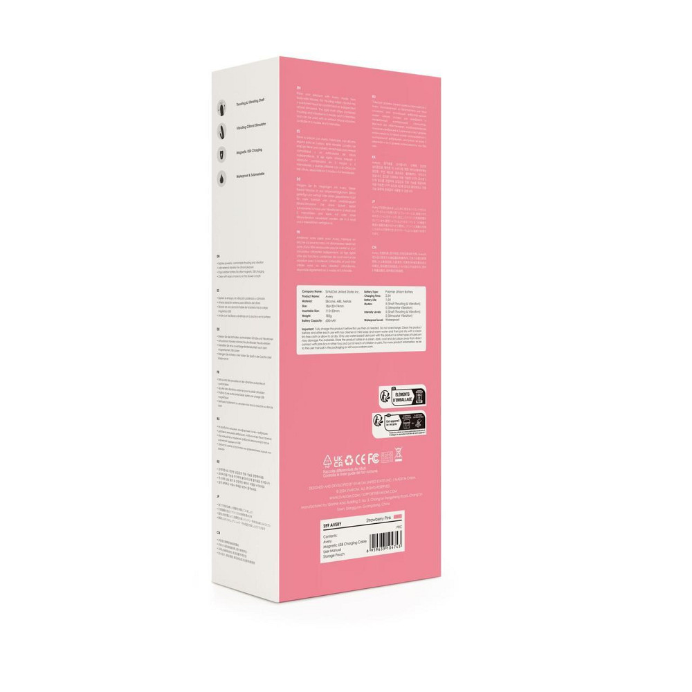 Вибратор-кролик Svakom Avery Strawberry Pink с двигающимся стволом, движение вперед-назад Sex Aura Киев - изображение 9