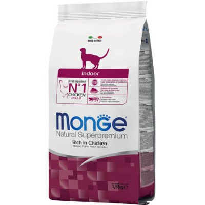 Сухий корм для кішок Monge Cat Indoor зі смаком курки та рису 1.5 кг (8009470005111) Вінниця - фото 1
