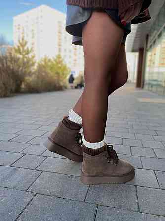 Угги жіночі HENGJI T007-7 шоколадні (зима, замша натуральна) (6163) Коломия