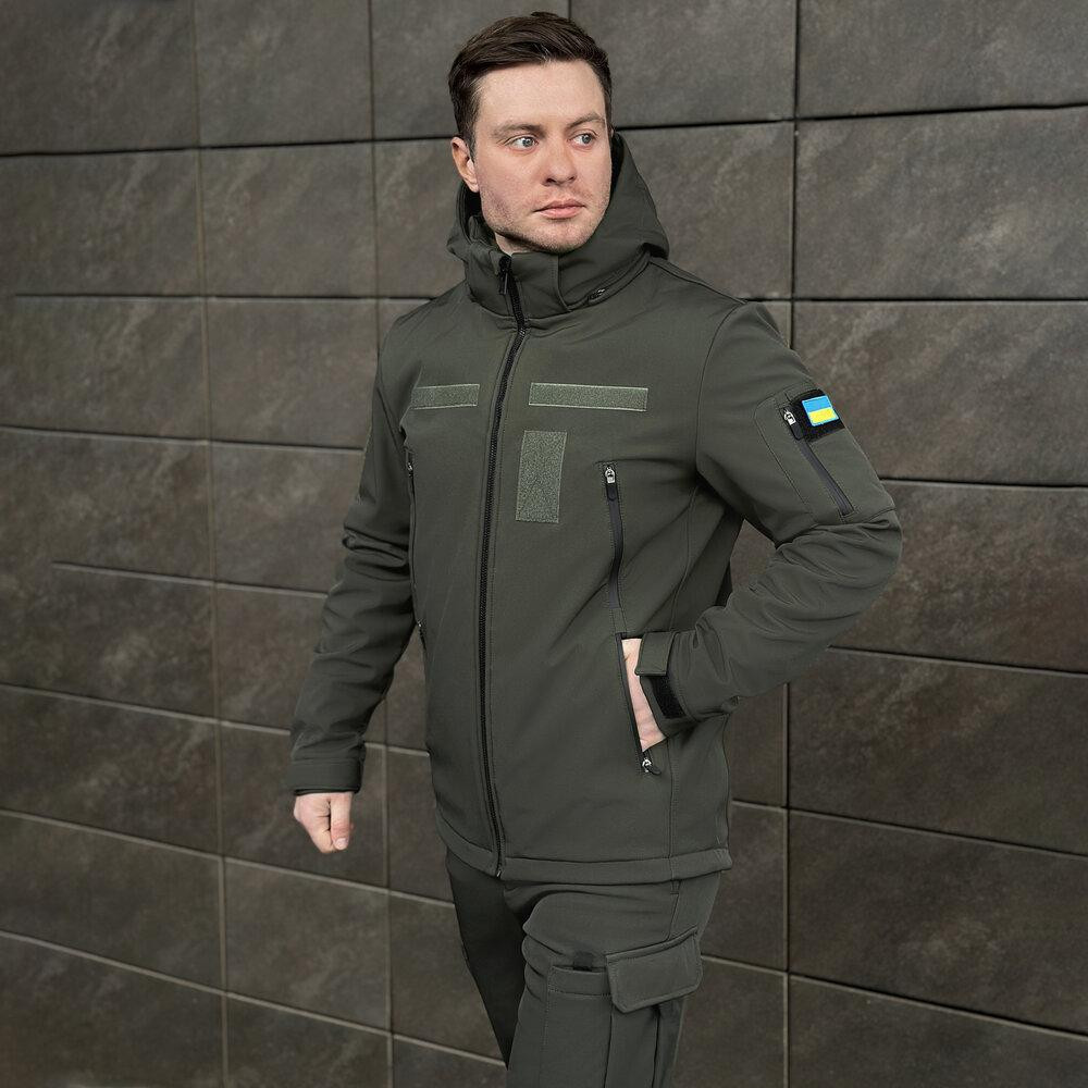 Мужская хаки куртка софтшелл демисезонная Pobedov Motive с липучками Киев - изображение 7
