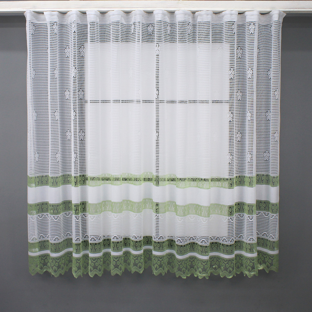 Тюль сітка VR-Textil Juli № 1150т Арка на кухню колір білий з зеленим 250х155 см (53-0225) Київ - фото 2