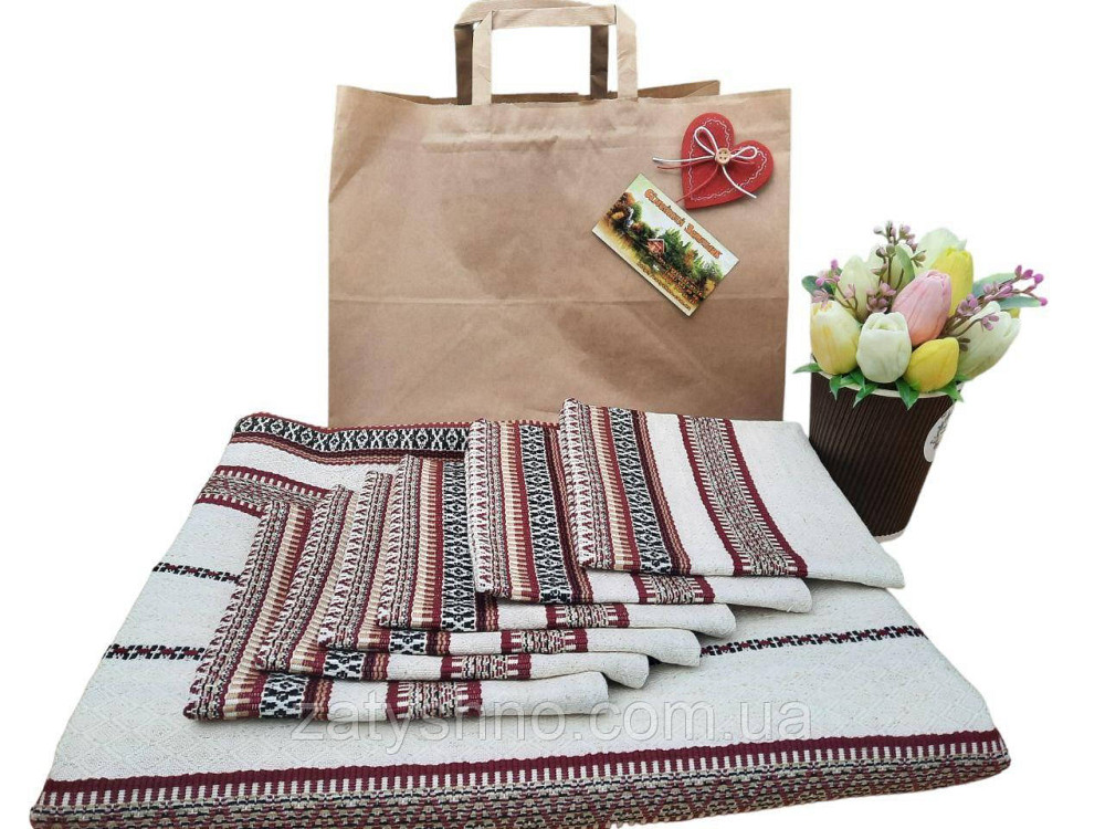 Бордова скатертина з серветками машинна вишивка 230*140 Київ - фото 1