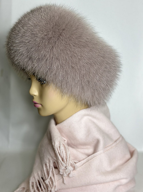 Меховая повязка на голову женская песцовая Бежевый Харьков - изображение 4