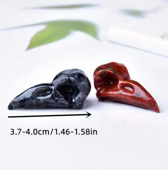 Череп ворона з натурального каменю обсидіану 37 мм, сувенір з обсидіану Київ - фото 2