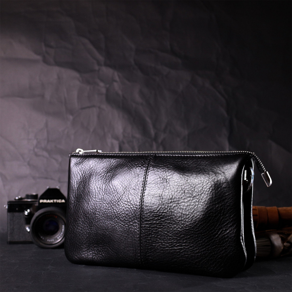 Якісний жіночий клатч із натуральної шкіри GRANDE PELLE 11658 Чорний Київ - фото 10