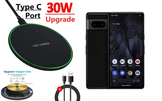 Бездротовий зарядний пристрій Copper до 30W для Google Pixel 5, USB-C, LED Київ