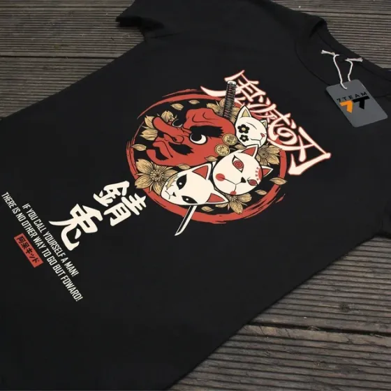 Футболка для подростка мальчика с принтом Клинок, рассекающий демонов Маски Размер 160 Anime10089 Днепр