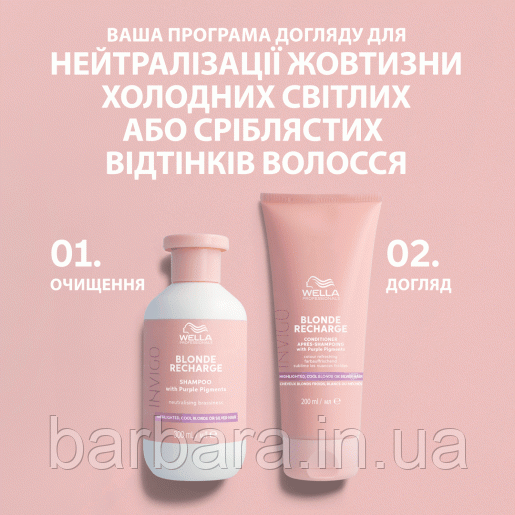 Шампунь - Бальзам нейтрализатор желтизны Blonde Recharge Cool Blonde Wella Professional Киев - изображение 1