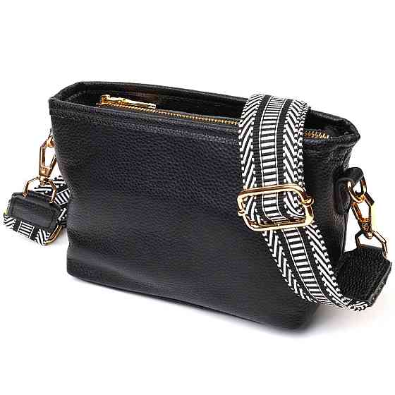 Небольшая сумка на плечо из натуральной кожи 22080 Vintage Черная Киев