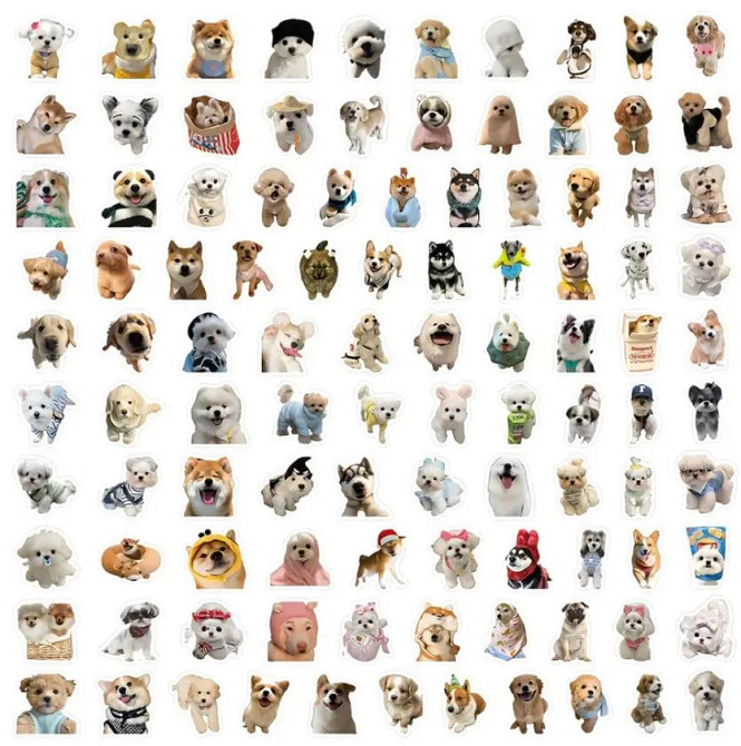 20 милых реалистичных стикеров с щенками. Водонепроницаемые виниловые эстетические наклейки с собака Киев - изображение 5
